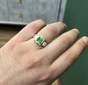 Gold Plated Natural Zambian Emerald Stone Ring Real Emerald Zamurd Silver Ring