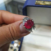 Original African Pigeon Blood Red Ruby Silver Ring Mens Ruby Ring Real Ruby Ring