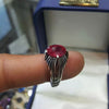 Original African Pigeon Blood Red Ruby Silver Ring Mens Ruby Ring Real Ruby Ring