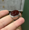 Brown Yemeni Yamani Aqeeq Hashbi Kabadi Aqeeq Silver Ring Natural Akik Ring Mens