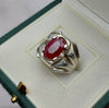 Blood Red African Ruby Ring Natural Original African Ruby Yaqoot Silver Ring Men