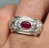 African Ruby Ring Real Natural Original Untreated Ruby Yaqoot Silver Band Mens