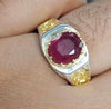 Original African Ruby Stone Ring African Yaqoot Real Natural Ruby Silver Ring