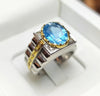 Natural Swiss London Blue Topaz Silver Ring Real Blue Topaz Ring Topaz Mens Ring