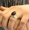 Original Brown Yemeni Aqeeq Ring Blood Red Underlight Natural Yamani Akik Ring