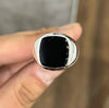 Original Yemeni Black Aqeeq Akik Haqeeq Stone Sterling Silver Handmade Ring Mens