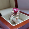 Pink Zirconium Sterling Silver Ring Real Pink Zircon Ring Mens Zirconium Ring