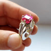 Pink Zirconium Sterling Silver Ring Real Pink Zircon Ring Mens Zirconium Ring