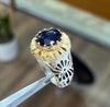 Natural African Blue Sapphire Sterling Silver Ring Real Neelam Stone Ring Mens