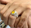 Original Yellow Aqeeq Zard Akik Haqeeq Yemeni Haqeeq Stone Sterling Silver Ring