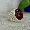 Original Yemeni Aqeeq Akik Blood Red Underlight Silver Ring Mother's Day Gift