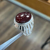 Original Yemeni Aqeeq Akik Blood Red Underlight Silver Ring Mother's Day Gift