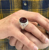 Original Yemeni Aqeeq Akik Blood Red Underlight Silver Ring Mother's Day Gift