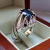 Dark African Blue Sapphire Silver Ring Real Sapphire Ring Natural Sapphire Ring