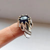 Dark African Blue Sapphire Silver Ring Real Sapphire Ring Natural Sapphire Ring