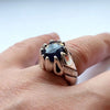 Dark African Blue Sapphire Silver Ring Real Sapphire Ring Natural Sapphire Ring