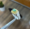 Gold Plated Natural Zambian Emerald Stone Ring Real Emerald Zamurd Silver Ring