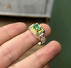 Gold Plated Natural Zambian Emerald Stone Ring Real Emerald Zamurd Silver Ring