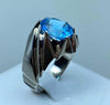 Swiss London Blue Topaz Mens Silver Ring Real Natural Original Blue Topaz Ring