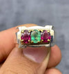 Zambian Emerald With Rose Red Mozambique Ruby Stone Ring Real Ruby Emerald Ring