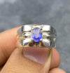 Cornflower Royal Blue Ceylon Blue Sapphire Stone Sterling Silver 925 Mens Ring