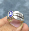 Cornflower Royal Blue Ceylon Blue Sapphire Stone Sterling Silver 925 Mens Ring