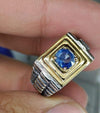 Natural Ceylon Blue Sapphire Ring Real Mens Ceylon Neelam Sapphire Silver Ring