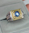 Natural Ceylon Blue Sapphire Ring Real Mens Ceylon Neelam Sapphire Silver Ring