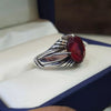 Original African Pigeon Blood Red Ruby Silver Ring Mens Ruby Ring Real Ruby Ring