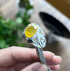 Original Yellow Sapphire Sterling Silver Ring Natural Yellow Sapphire African