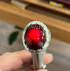 Original Real Brown Yemeni Aqeeq Stone Blood Red Underlight Sterling Silver Ring