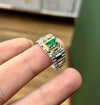 Natural Panjshir Emerald Zamurd Stone Silver Ring Valentine Gift Emerald Ring