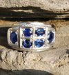 Royal Blue Natural Ceylon Blue Sapphire Corundum Stone Sterling Silver Ring Mens