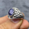 Royal Blue Kashmiri Sapphire Neelam Stone Silver Ring Natural Sapphire Ring Mens