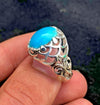 Original Genuine Hussaini Feroza Turquoise Stone Ring Natural Turquoise Ring