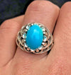 Original Genuine Hussaini Feroza Turquoise Stone Ring Natural Turquoise Ring