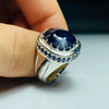 Natural African Blue Sapphire Stone Ring Valentine Gift Sapphire Silver Ring Men