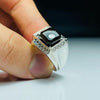 Black Yemeni Yamani Yemni Aqeeq Akik Haqeeq Stone Sterling Silver Ring 925 Mens