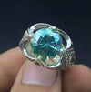 Greenish Color Moissanite Stone Sterling Silver Ring Real Moissanite Stone Ring