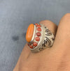 Italian Red Coral Marjan Moonga Stone Sterling Silver Ring Real Red Coral Ring