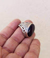 Real Black Yemeni Yamani Agate Aqeeq Akik Haqeeq Stone Blood Red Underlight Ring