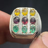 Three Zambian Emerald Three Ruby Stone Three Yellow Sapphire Multi Stone Ring