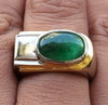 Natural Cabochon Style Emerald Cab Stone Gold Plated Ring Real Emerald Ring