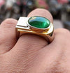 Natural Cabochon Style Emerald Cab Stone Gold Plated Ring Real Emerald Ring