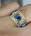 Natural Ceylon Blue Sapphire Ring Real Mens Ceylon Neelam Sapphire Silver Ring