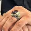 Original Real Brown Yemeni Aqeeq Stone Blood Red Underlight Sterling Silver Ring