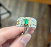 Natural Panjshir Emerald Zamurd Stone Silver Ring Valentine Gift Emerald Ring