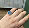 Swiss London Blue Topaz Stone Silver Ring Triangle Shape Real Blue Topaz Ring