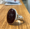 Natural Big Size Brown Yemeni Aqeeq Akik Haqeeq Stone Sterling Silver Ring Mens