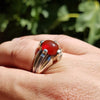 Original Yemeni Aqeeq Ring Real Agate Ring Yamani Haqeeq Akik Ring Blood Red